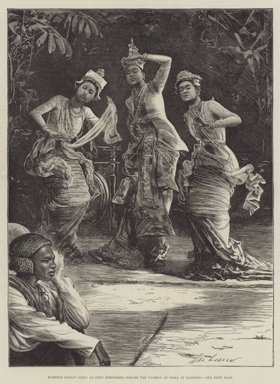 Burmese Ballet Girls as they performed before the Viceroy of India at Rangoon by Henry Stephen Ludlow